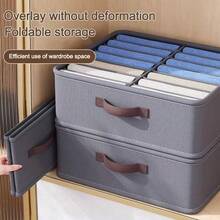1pc 14-Slot Wardrobe Clothing Storage Organizer Box, Thickened Pants Storage Box, Shirt Wardrobe Organizer Box, Foldable Drawer Storage Box - A - View 1
