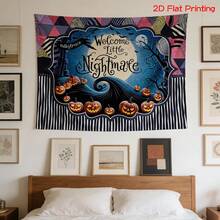1pc High Definition Digital Print Tapestry, Featuring "Welcome Little Devil", Pumpkin, Moon, Quirky Patterns, Polyester Material, Suitable For Backdrop, Photography Props, Party Banner, Birthday Gift, Room Decor, Multiple Sizes Available, 2D Flat - Multicolor - View 7