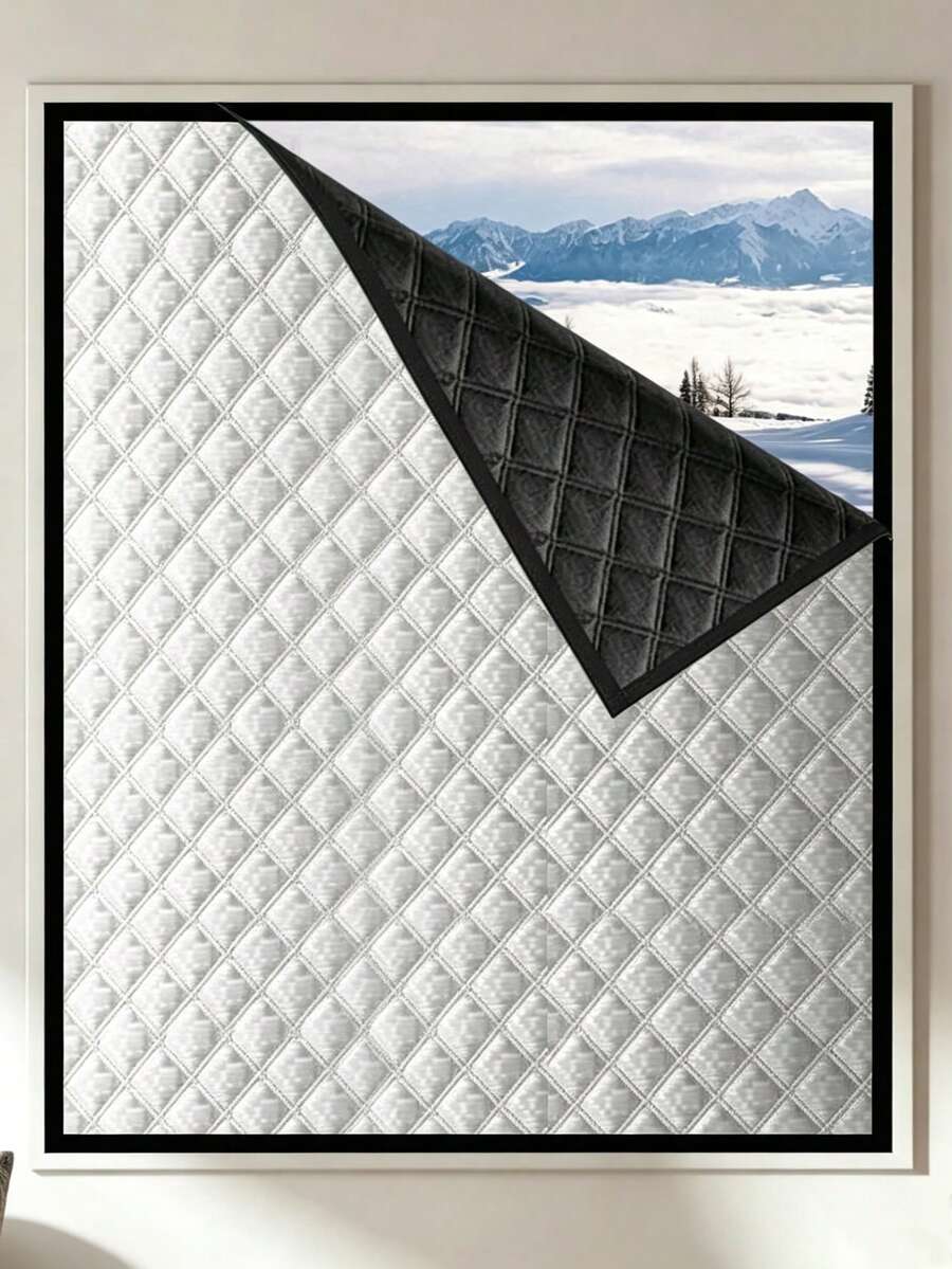 1pc Thermal Insulated Curtain, Winter Windproof & Heat-Insulating Curtain, Cold-Proof, Warm, Blackout, Sun-Shading, Sound-Insulating Curtain - Silver - View 1