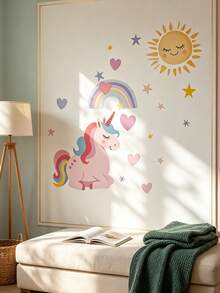 Girls Rainbow Unicorn Heart Self-Adhesive Wall Sticker Home Decor Gift - Rainbow Horse - View 7