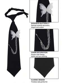 Minimalist Chain Pull Tie-Free Bow Tie - Black - View 2