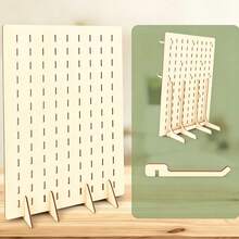 Portable Wooden Pegboard Display Stand, With 20 Compatible Wooden Pegs, Wooden Pegboard Display Stand Retail Rack, Necklace Earring Keychain Display Stand, Suitable For Jewelry , Handicraft Exhibitions, Tools, Pegboard Accessory Rack Organizer - 1PC - View 2