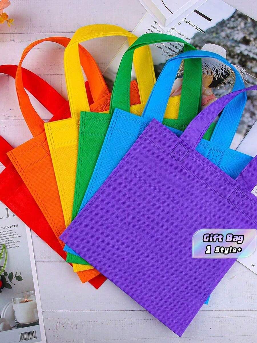 24pcs Colorful Non-Woven Fabric Gift Bags With Handles, Suitable For Parties, Birthdays, Weddings, Holidays, Back To School Season And Valentine's Day Occasions - A - View 1