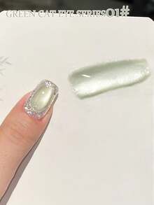 MIss Leia 8件組 15ml 夏季新款薄荷綠貓眼凝膠指甲油，冰透亮白色綠色陶瓷玻璃珠磁性貓眼凝膠指甲油，熱門色凝膠指甲油，UV LED固化，可浸泡卸除，半永久，適用於美甲沙龍、DIY居家、假期、女性禮物、美甲藝術 - 綠色 - 查看 18