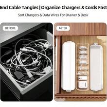 2 Pack Organizer Box With Lid, Charge Cord Storage Organizer Stackable Storage Box, Fixed Dividers, No Ties, Dustproof Wire Management Home Office Electronics - View 2