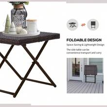 Outsunny Folding Rattan Garden Coffee Table, Small Square Outdoor Bistro Side Table With Rattan Top For Patio, Balcony, Porch, 40 X 40 X 40 Cm, Brown - T0001-01-4101 - View 6