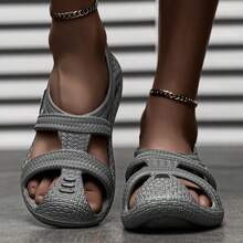 Summer New Men's Fashion Couple Comfortable Lightweight Personalized Beach Sandals Wear-Resistant Slippers - Grey - View 5