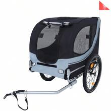 Dog Bike Trailer (Up To 40 Kg) Grey-Black With Swivel Hitch, Cargo Bike Trailer With Mesh And Rain Cover - 黑色+灰色+鋼 - 查看 8