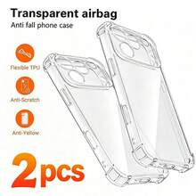 2PCS Shockproof Air Bag Phone Case For Compatible With IPhone 18 Pro/18 Pro Max/18/17/16/15/14 Transparent Soft Protector Cover - Clear - View 3