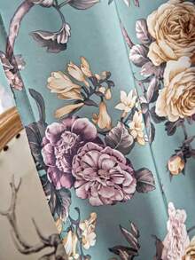 1PC Oil Painting Style Large Rose 70% Blackout Curtain, Grommet Top Printed Floral Botanical Vintage Fabric Curtain, Suitable For Holiday Home Decor - Multicolor - View 10