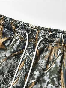 Women's Camo Jogger Pants, Adjustable Drawstring Elastic Waist, Relaxed Fit, Elastic Cuffs, Casual Outdoor Trousers - Grey - View 6