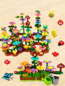 DIY Garden Flower Building Blocks Toy, Colorful Stackable Flower Puzzle Assembly, Creative Handmade Bouquet Assembly Set, Educational Role-Play Interactive Game For Children, Birthday Gift - Multicolor - View 2