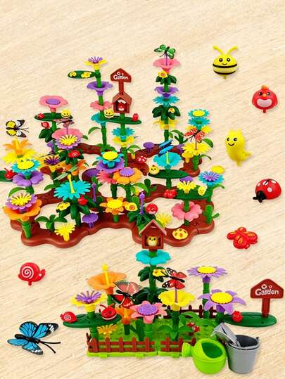 DIY zabawka z klocków do budowania kwiatów ogrodowych, kolorowe układane puzzle kwiatowe do składania, kreatywny zestaw do ręcznego składania bukietu, edukacyjna interaktywna gra odgrywania ról dla dzieci, prezent na urodziny