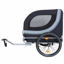 Dog Bike Trailer (Up To 40 Kg) Grey-Black With Swivel Hitch, Cargo Bike Trailer With Mesh And Rain Cover - 黑色+灰色+鋼 - 查看 4