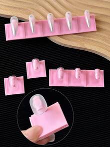 10pcs Japanese Minimalist Style Nail Art Display Stand, Detachable Fake Nail Practice Holder, Non-Magnetic, Connectable Or Single Use Nail Holder - Multicolor - View 7