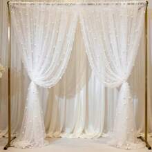 1pc 118 Inch White Pearl Transparent Tulle Fabric, Suitable For Wedding Decor, Party Backdrop, Semi-Sheer Curtains, Bridal, DIY Wedding Dress, Party, Photo Backdrop, Tablecloth, Table Runner, Banner, Gift Wrapping, DIY Crafts, Baby Shower, Home Decor, Event Backdrop, Birthday Party Supplies, Birthday Decor, Table Centerpiece Decor, White Party Supplies - White Pearl - View 13