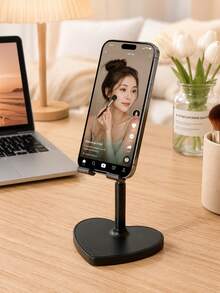 Dudukan Ponsel Meja Berbentuk Hati yang Dapat Diatur Ketinggiannya, Alas Ponsel Bebas Genggam yang Stabil, Tinggi Dapat Diatur, Kompatibel dengan iPhone, Android, dan Sebagian Besar Ponsel Pintar, Aksesori Ponsel - Hitam - View 2