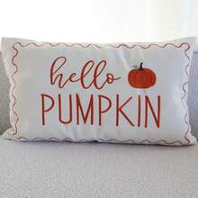 1pc Autumn Pumpkin Throw Pillow Cover, Thanksgiving Hello Pumpkin Embroidered Pillowcase, Sofa Decor Suitable For Autumn Home Decoration - Beige - View 6