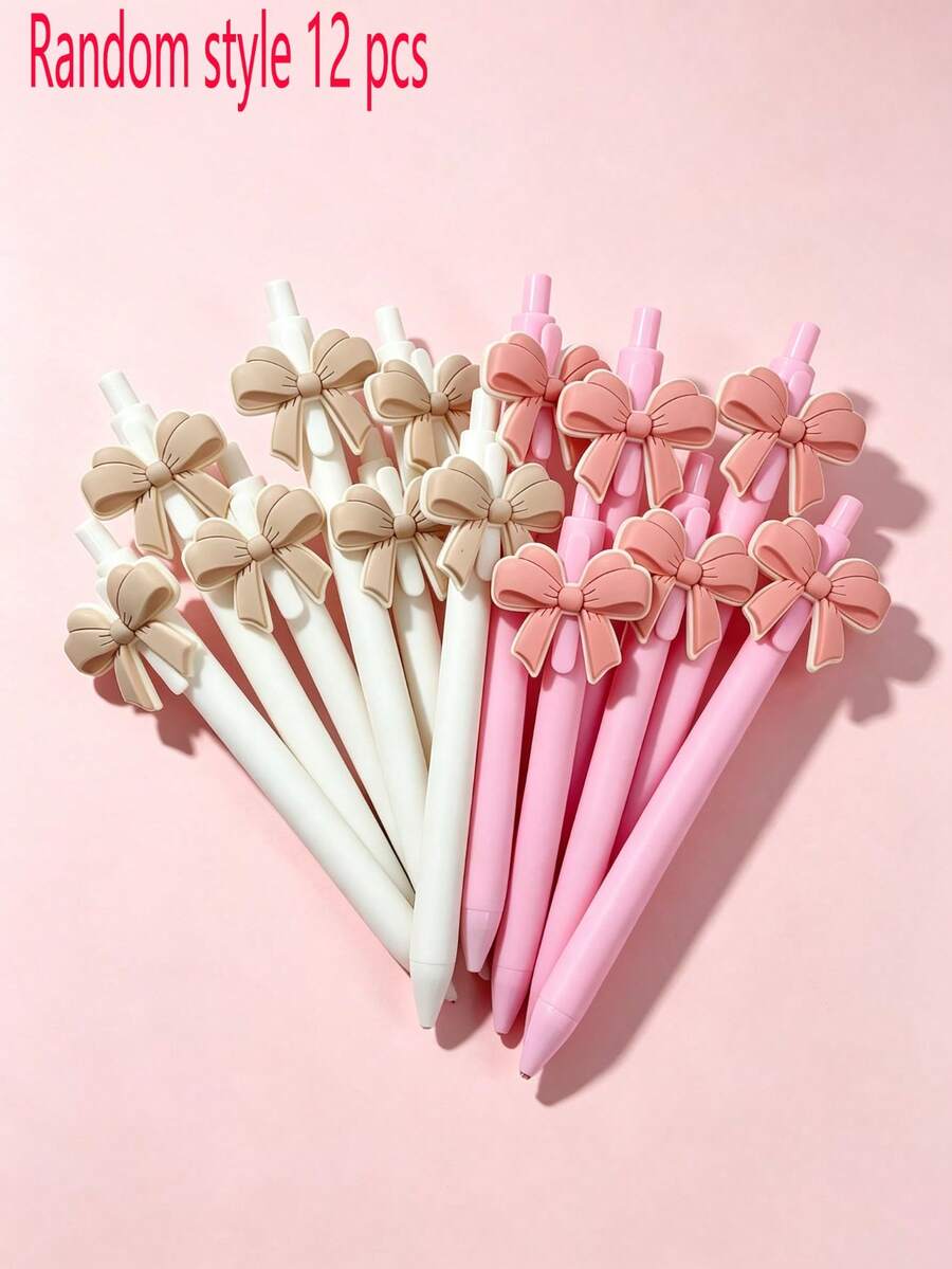 12pcs/8pcs Bowknot Series Theme Ballpoint Pens, Neutral Ink, Suitable ...