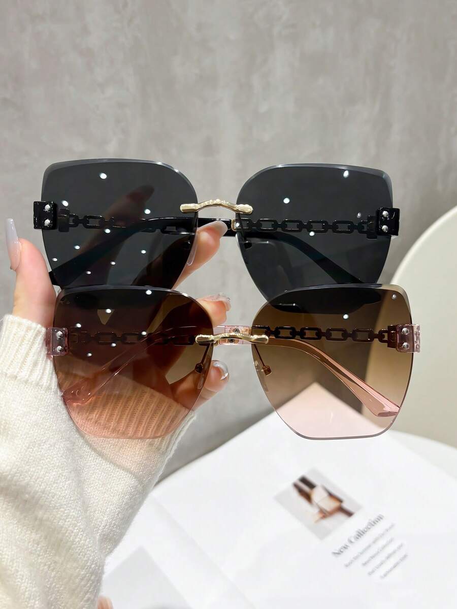 2 Pairs Women's Fashion Geometric Pattern Sunglasses, Perfect Blend Of Modern Style And Vintage Charm, Suitable For Vacation, Party, Daily Life, Travel, Shopping, Fits All Face Shapes - Multicolor - View 1