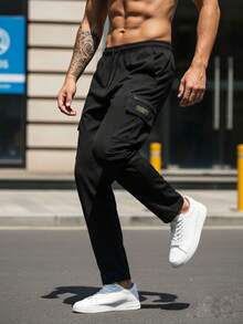 Men's Casual Work Pants | Straight Leg, Elastic Waist, Lightweight & Breathable, Suitable For Outdoor Activities, Sports And Daily Work - Black - View 5