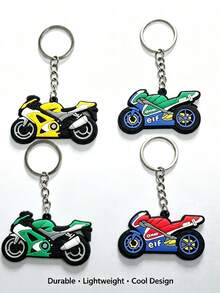 5Pcs/10pcs Motorcycle Keychains, PVC Sport Bike Key Rings, Cool Car Backpack Pendant, Biker Gift Accessories For Men Teen Boys - A - View 3