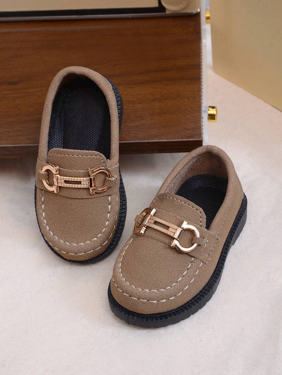 Slip-On Solid Color Baby Flat Shoes, Fashionable, Comfortable, Non-Slip, Durable, Easy To Match - Khaki - View 1
