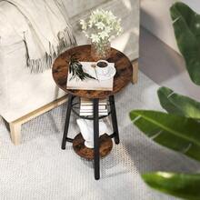 Small Round Side Table With 3 Storage Shelves - Rustic Brown - T0001-01-3567 - View 3