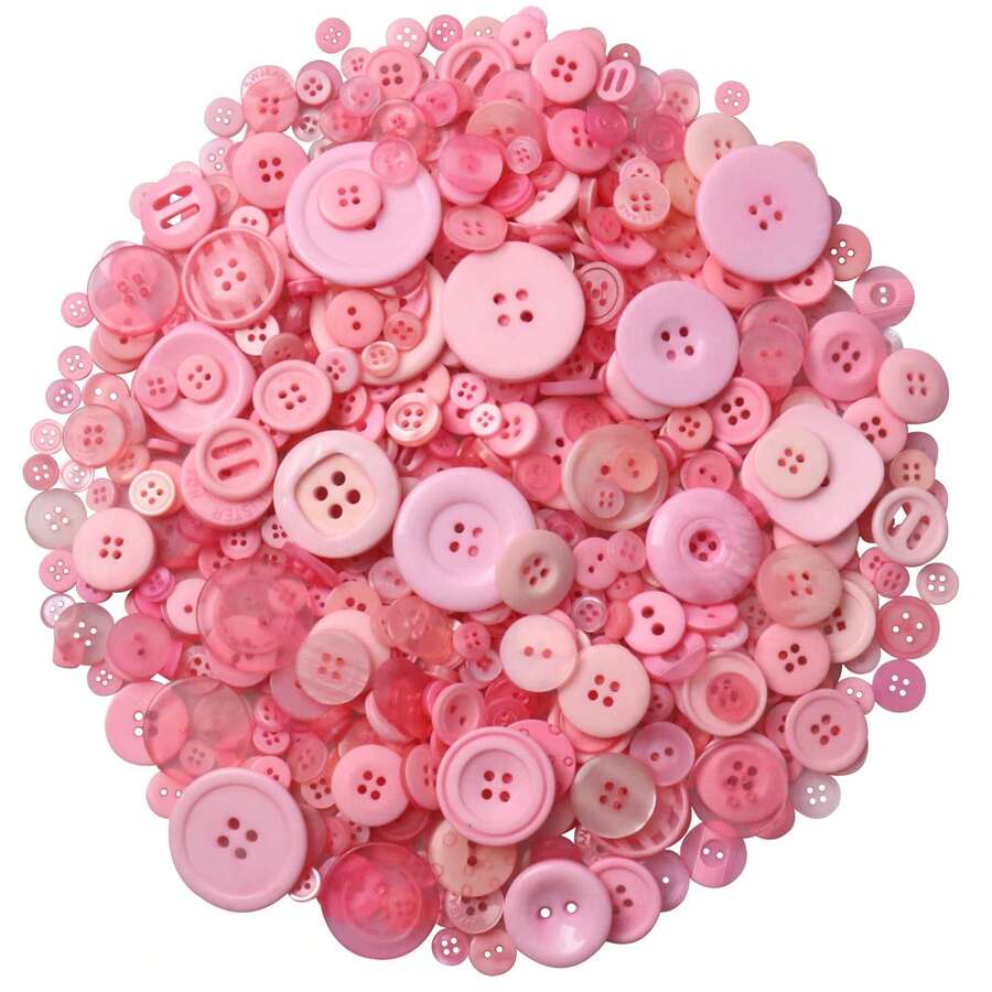Pink 50g Round Resin Buttons - Multiple 2-Hole And 4-Hole Styles, Suitable For Sewing, Handmade Crafts And DIY Projects, Bulk Button Set, Mixed Sizes, Suitable For Handmade DIY - 50g - View 1