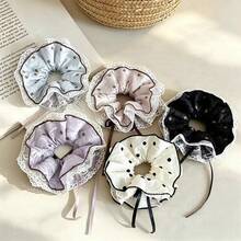 Navy Blue Polka Dot Double Layer Scrunchie 2026 New Style Premium Hair Tie For Bun Hairstyle Hair Accessory - Multicolor - View 1