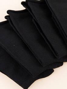 1/5 Pairs Women's Sweet Black Ruffle Soft Knit Stackable Mid-Calf Socks, Suitable For Daily Commute Wear - Black - View 5