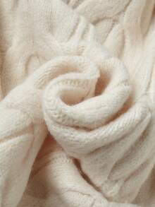 Soft Gentle Style Cable Knit Long Sleeve Dress, Autumn/Winter Youthful Round Neck Knitted Dress For Women - Apricot - View 6
