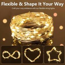4/5/6pcs 10ft 30 LED Warm White Fairy String Lights, Battery Powered 2 Modes (Constant/Flashing), Mini Copper Wire Lights, Suitable For Bedroom Wedding Party DIY Glass Bottle Decoration, Batteries Not Included - Warm white light - View 5
