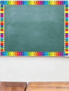 1pc Vibrant Rainbow Crayon Classroom Border Decoration, Back To School Wall Trim, Easy To Stick, Suitable For Blackboard, Window And Door, Perfect Decorative Accessory For Kindergarten, School, Home And Office Layout, Autumn Decoration, Classroom Essential - Multicolor - View 5