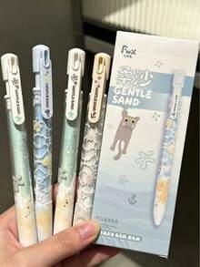 4/1pc Ocean Sand Cat Retractable Gel Pen, CS Tip 0.5mm Black Quick-Dry Gel Ink, Cute Aesthetic Stationery, Suitable For Students, Exams, Learning, School Use - Multicolor - View 8