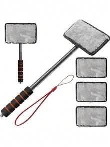 1/3/4PCS Retractable Windshield Cleaning Tool, Telescopic Car Window Cleaner With Washable Microfiber Pads, Interior Glass Cleaning Brush, Streak-Free Auto Windshield Cleaner For Cars, SUVs, Trucks & RVs, Car Cleaning Accessories - Multicolor - View 7