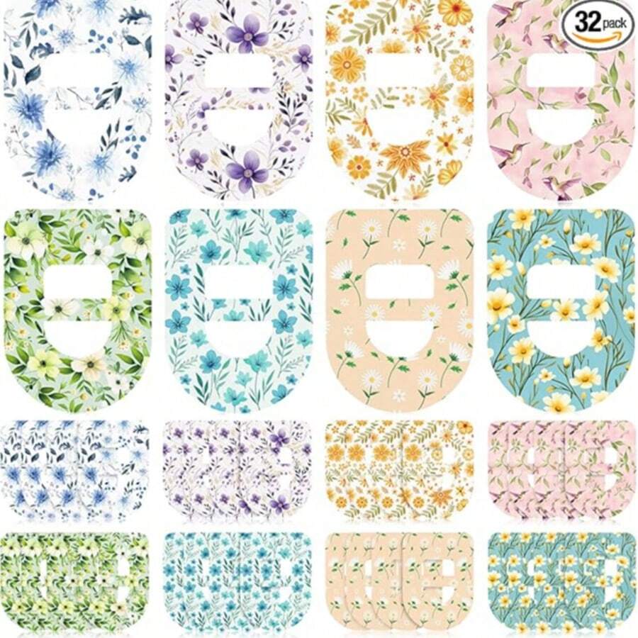 1 Set 4/8pcs Floral Waterproof Sweat-Resistant Adhesive Tape, Pre-Cut Flexible Breathable Durable, Secure Fixing Protective Patch, Suitable For Sports And Daily Use, Beautiful Flowers Bloom For You - View 1