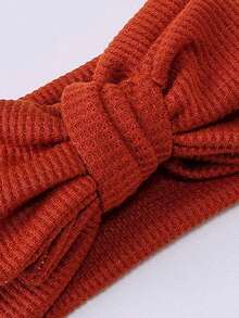 1pc Baby Oversized Bow Headband, Children's Waffle Knit Knotted Headband, Hair Accessory, Valentine's Day - Multicolor - View 3