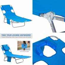 Foldable Sun Lounger With Reading Hole - Blue - T0001-01-9351 - View 2