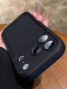 Minimalist Thick Shock-Absorbing Black Phone Case, Compatible With IPhone 17/17Pro/17promax/16 Pro Max/16/16 Pro/16 Plus/16E/15/15 Plus/15 Pro/15 Pro Max/11/12/13/14 Pro Max/XS/XR/11 Pro/11 Pro Max/12 Pro/12 Pro Max/13 Pro/13 Pro Max/7 Plus/14 Pro/14 Pro Max/14 Plus/7 Plus/8 Plus/8/SE2/13 Mini/12 Mini, Soft Shell Waterproof Anti-Fall Anti-Scratch - Black - View 5