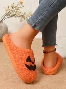 Women's Autumn/Winter European & American Unisex Halloween Winter Warm Orange Fur Slippers - Burnt Orange - View 3