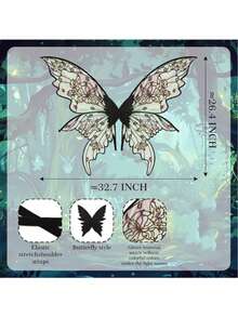 1pc Colorful Butterfly Fairy Wings Costume Accessory, Butterfly Fairy Wings, Elf, Fairy, Festival Costume Prop, Cosplay - Four-leaf Trailing Wings - View 7