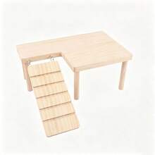 1 Set Solid Wood 2-Tier Platform Table With Climbing Ladder, Suitable For Hamsters, Guinea Pigs, Teddy Bear Hamsters Climbing Stairs, Hideout And Landscape Platform, Suitable For Small Pets, All Seasons - Apricot - View 7