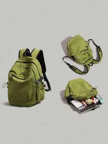 Outdoor Commuter Backpack, Lightweight Travel Bag, Fashionable Versatile Large Capacity School Bag, Anti-Theft, Work, Essential, Nylon, Ergonomic - Multicolor - View 6