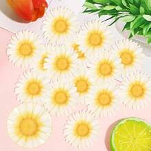 60 Pack Edible Flowers Cupcake Toppers Sunflower Cupcake Toppers Flower Cake Decoration Summer Cake Decoration For Summer Theme Baby Shower Birthday Party Cake Decorations Favors - Design 3 - View 3