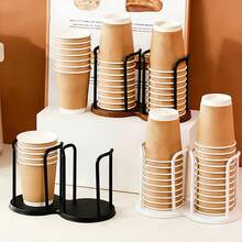 2pcs (1pc Cup Holder + 1pc Lanyard), Multi-Functional Disposable Cup Holder, Plastic Material, Layered Design, Lightweight And Compact, Tea Cup Coffee Cup Storage, Paper Cup Dispenser, Key Storage, Home Users, Office Employees, Kitchen, Desktop, Cafe, Bathroom, Spa Center Use - Color - View 6
