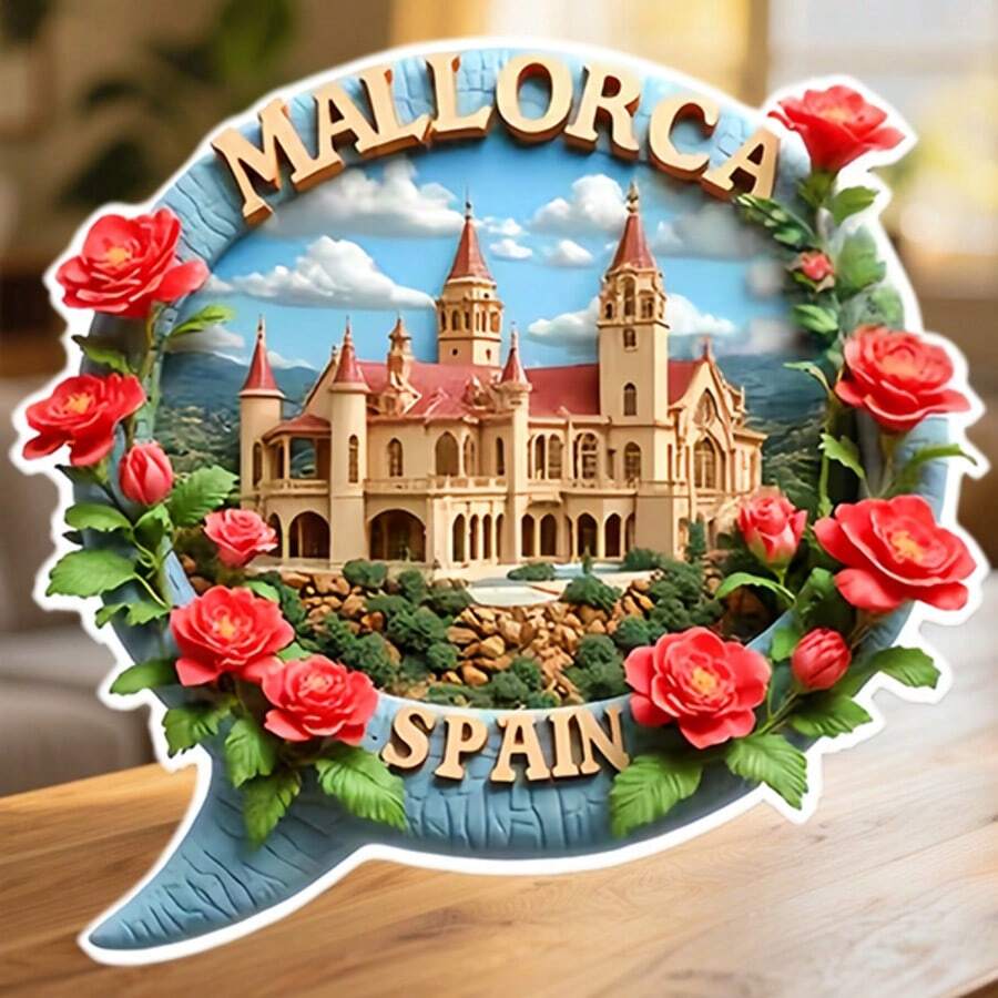 Mallorca Spanien Ein Schloss aus Rosen in einem Sprechblasenrahmen, in dem jeder Stein eine Geschichte zum Meer erzählt, Andenken für alle Metalloberflächen im ganzen Haus - A - Übersicht 1