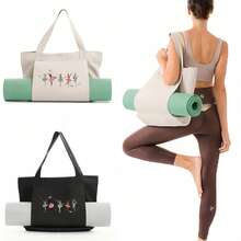 Yoga Mat Canvas Storage Bag, Portable Multi-Functional Large Capacity One Shoulder Handbag For Women, Portable Yoga Mat Storage Bag, Outdoor Camping Blanket Tote Bag, Travel Large Capacity Toiletry Storage Bag - Multicolor - View 2