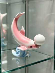 1Pc Cute Dolphin Playing Ball Resin Figurine With Gradient Colors – Tabletop Shelf Decor, Ocean-Themed Bedroom Soft Furnishing, Decorative Ornament. - New Arrival - Lying Dolphin - View 6
