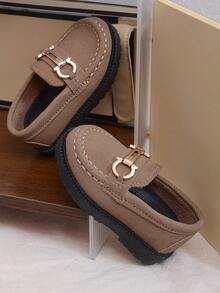 Slip-On Solid Color Baby Flat Shoes, Fashionable, Comfortable, Non-Slip, Durable, Easy To Match - Khaki - View 4